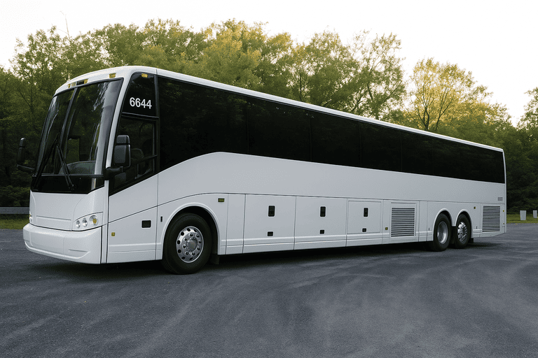 exterior of Akron Minibus Company coach bus