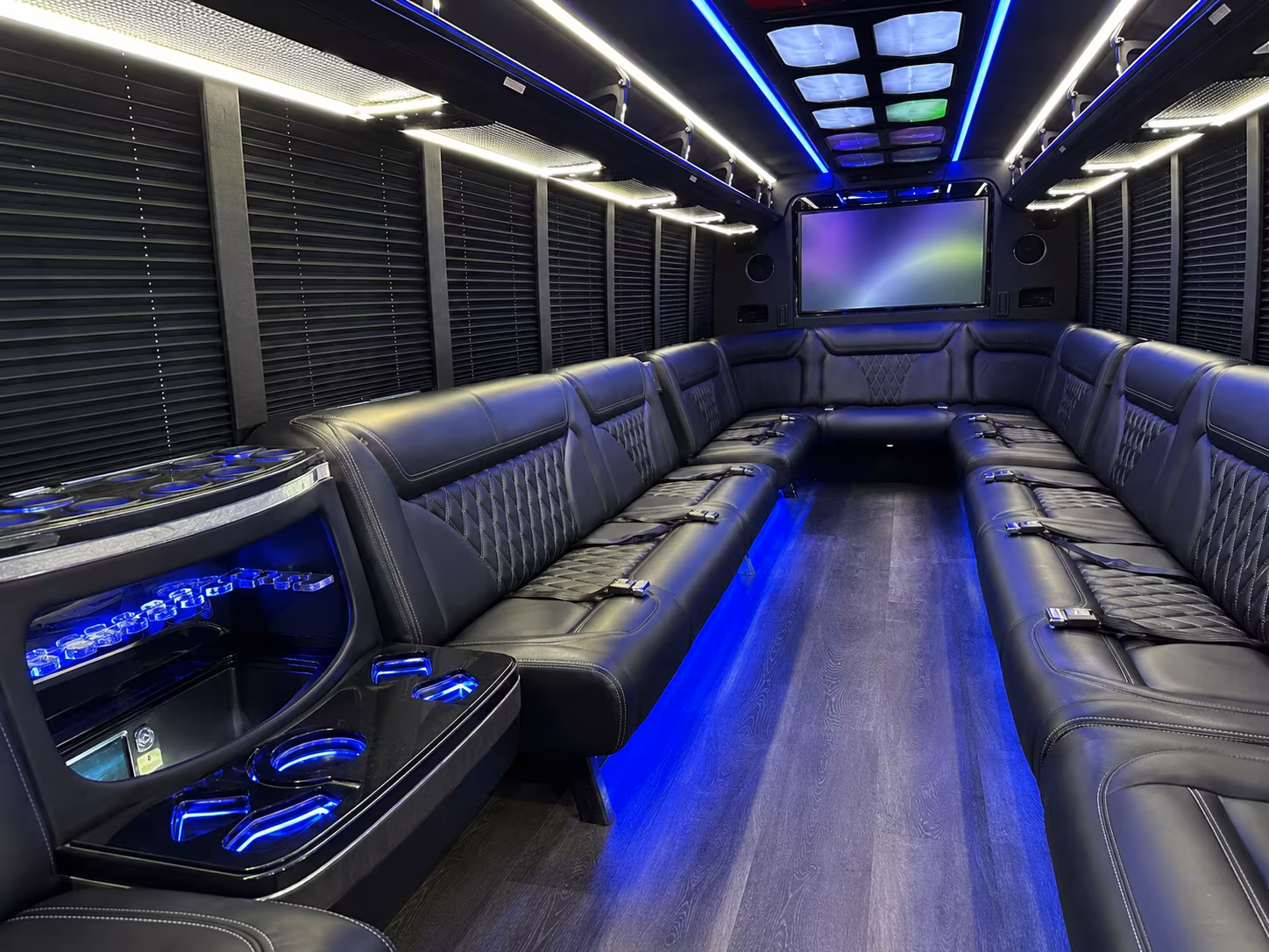 akron 20 passenger party bus inside