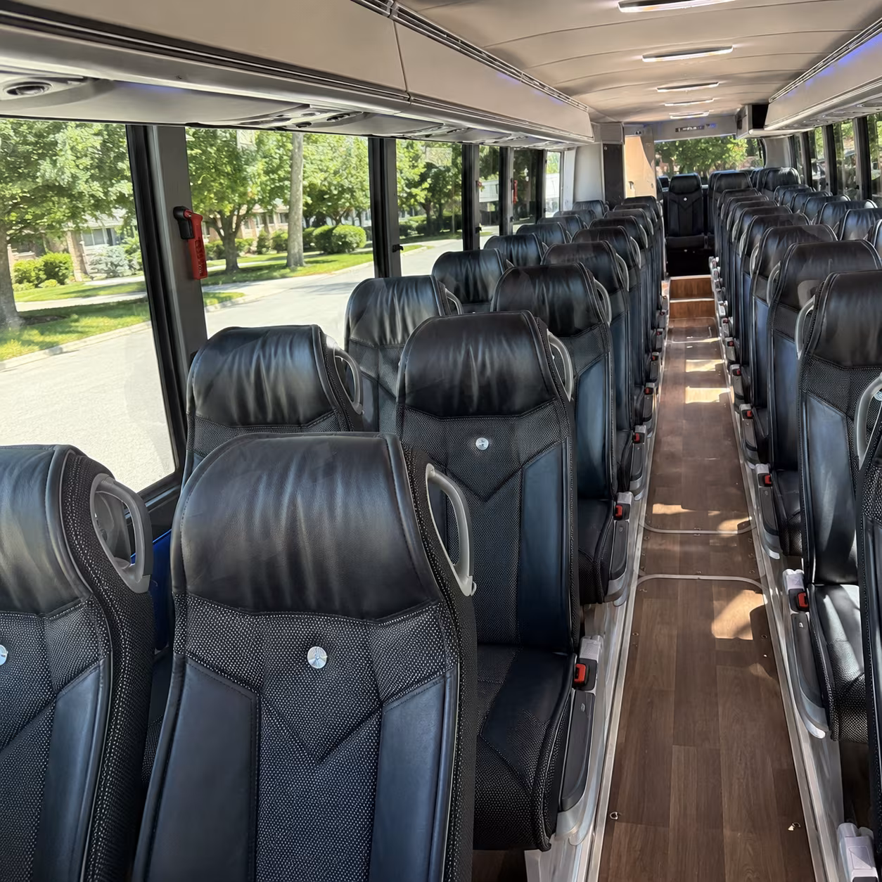 akron 40 passenger charter bus inside