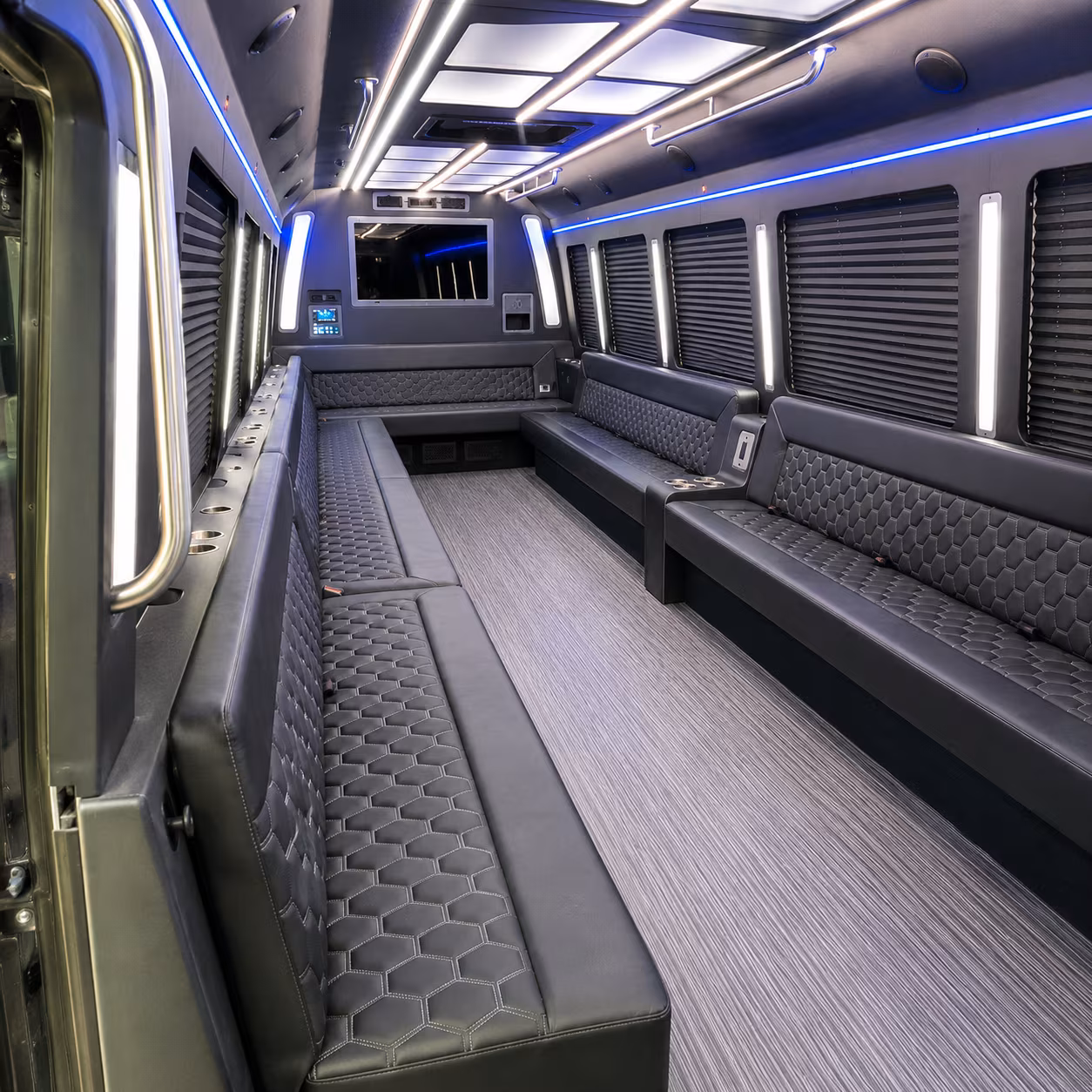 akron 40 passenger party bus interior