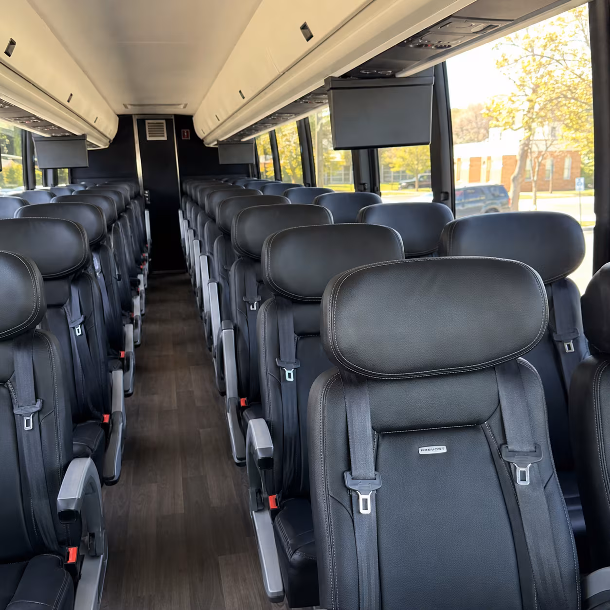 akron 45 passenger charter bus inside