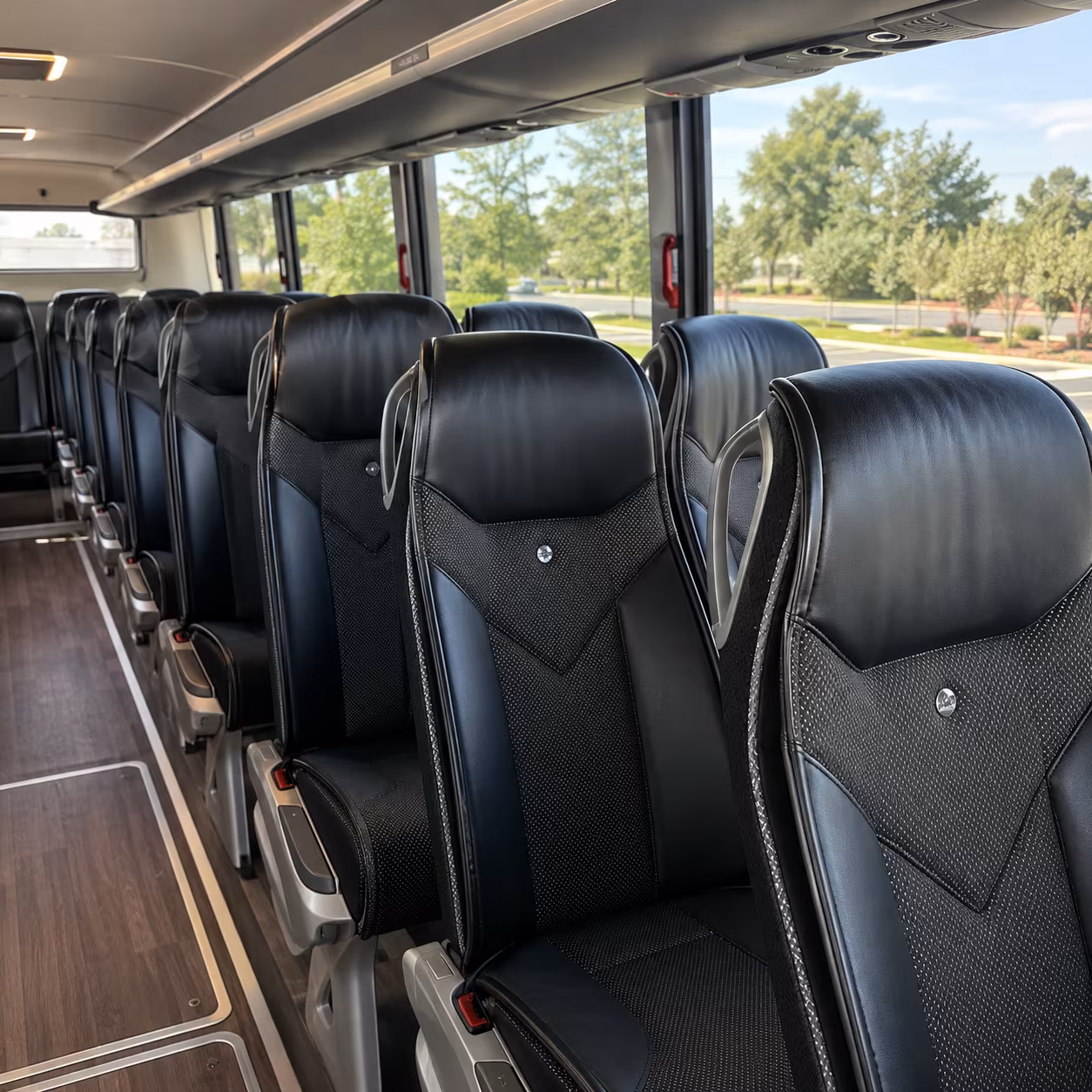 akron 45 passenger charter bus interior