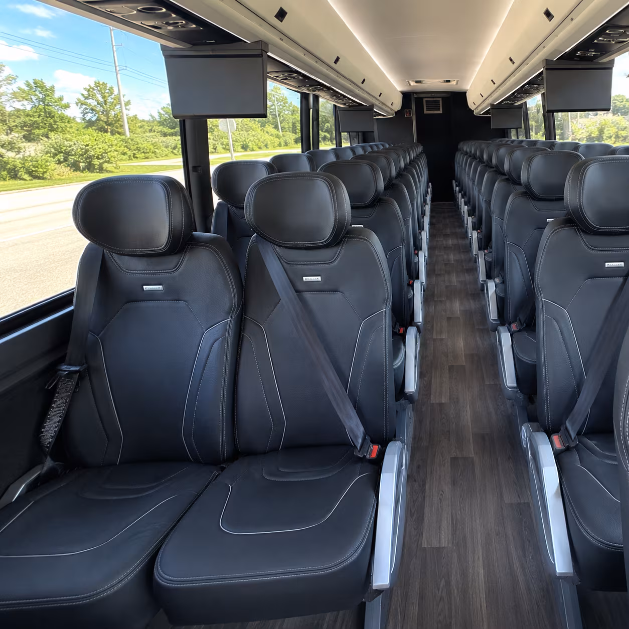 akron 47 passenger charter bus inside