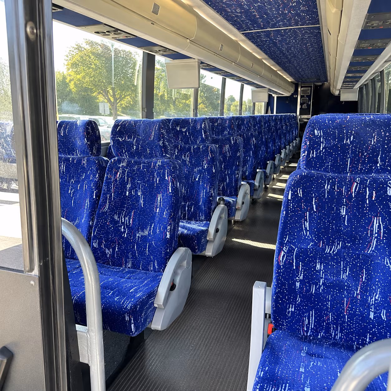 akron 50 passenger charter bus inside