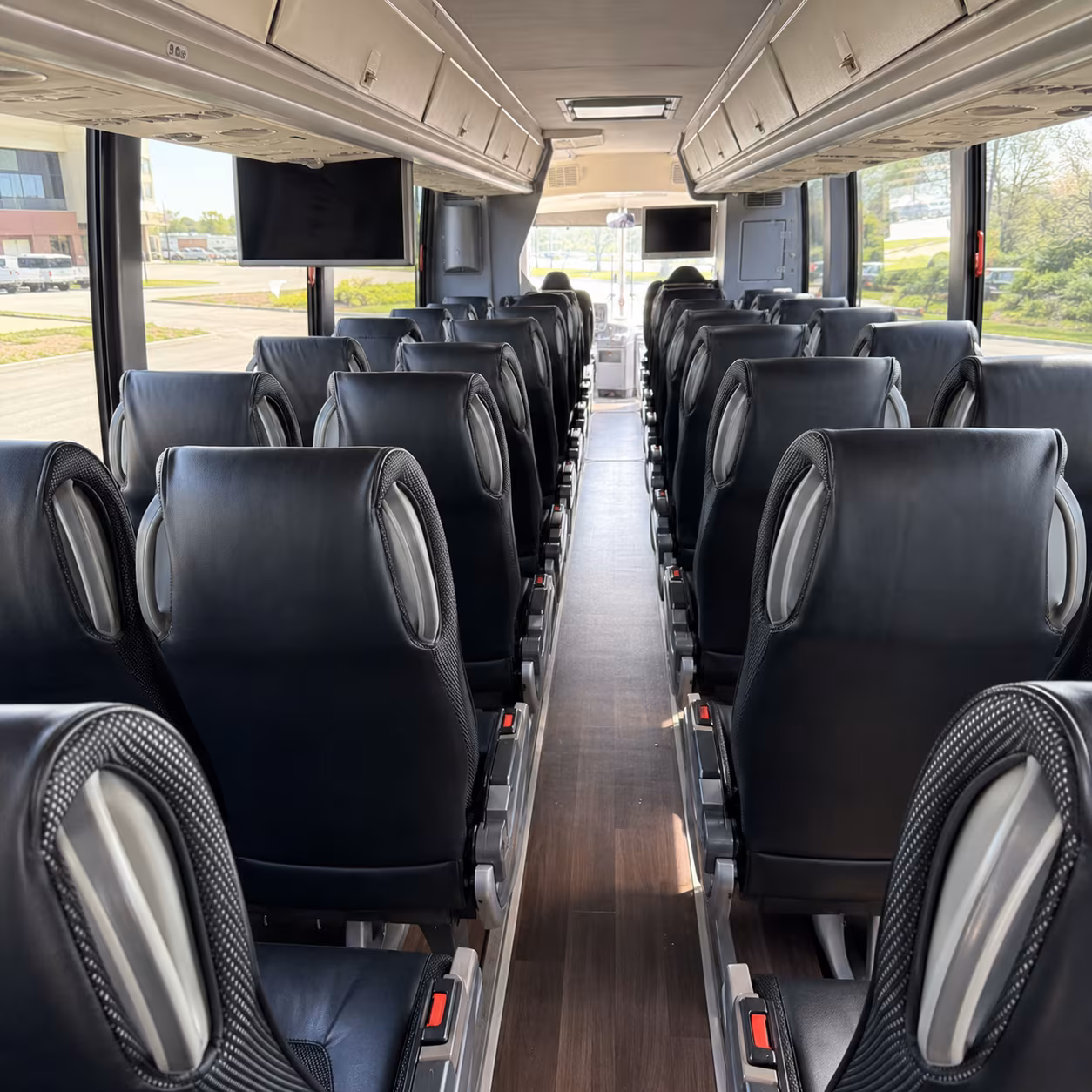 akron 56 passenger charter bus inside